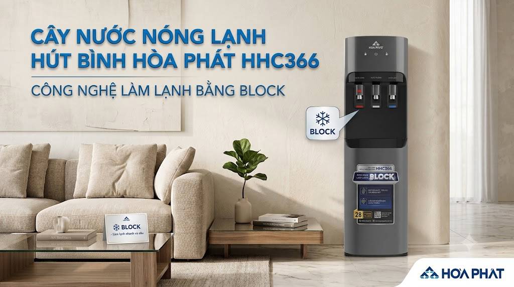 Cây nước nóng lạnh Hòa Phát HHC366 Công nghệ làm lạnh bằng Block