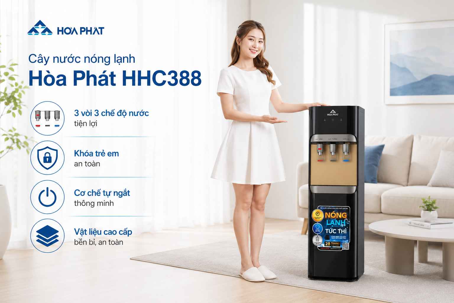 Cây nước nóng lạnh Hòa Phát HHC388